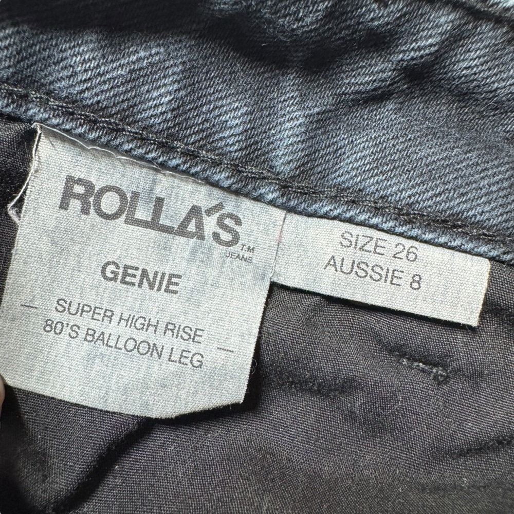 ROLLA’S Genie Super High Rise 80’s Ballon Leg Jeans Womens size 26 Shadow Black - Picture 11 of 16